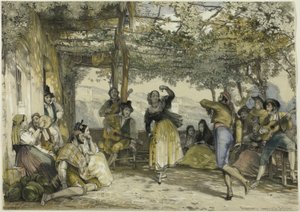 Camponeses espanhóis dançando o bolero de John Frederick Lewis
