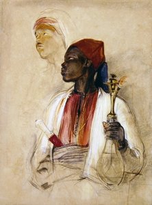 Estudo para o portador do tubo, c.1856 (aquarela sobre papel) de John Frederick Lewis
