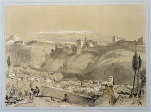 A Alhambra de Albay, de &39;Esboços e desenhos da Alhambra&39;, gravada por James Duffield Harding (1798-1863), 1835 de John Frederick Lewis