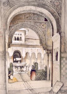 A Fonte dos Leões, do Salão das Abencerrajes, de &39;Esboços e Desenhos da Alhambra&39;, gravada por William Gauci (fl.1825-54) de John Frederick Lewis