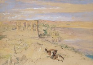 O Templo Hypaethral em Philae, 1850 (wc) de John Frederick Lewis