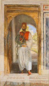 The Pipe Bearer, 1859 (caneta, tinta, lavagem e giz de cera) de John Frederick Lewis
