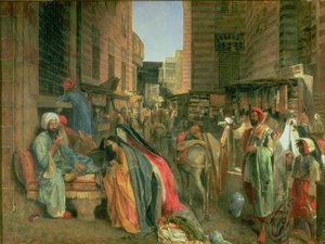 A rua e a mesquita do Ghooreyah, Cairo (painel) de John Frederick Lewis