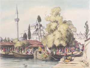 Tophana, prato 15 de "Ilustrações de Constantinopla", gravado pelo artista, pub. 1838 de John Frederick Lewis