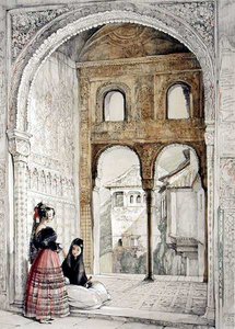 Janela no Salão dos Embaixadores, dos Esboços e Desenhos da Alhambra, 1835 de John Frederick Lewis
