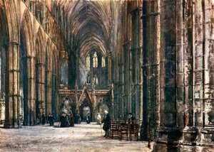 Interior da nave, virado para leste (litografia a cores) de John Fulleylove