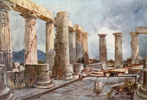 Interior, de, a, templo apollo, em, Bassae, em, arcadia de John Fulleylove