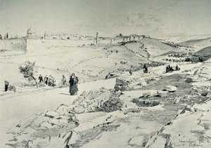 Jerusalém, com a estrada de Betânia, 1902. de John Fulleylove