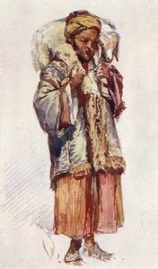 Pastor sírio (Abu Mustapha) carregando um cordeiro em seus ombros de John Fulleylove
