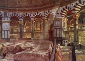 A Rocha Santa sob a Cúpula da Mesquita de Omar (cor litho) de John Fulleylove