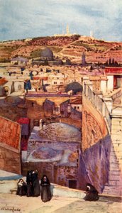 O Monte das Oliveiras de uma casa no topo do Monte Sião, 1902. de John Fulleylove