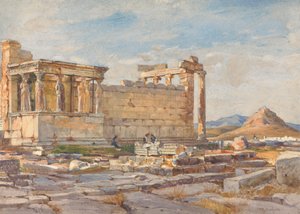 O Lado Sul do Erectheum, com a Fundação do Templo Anterior de Athena Polias de John Fulleylove