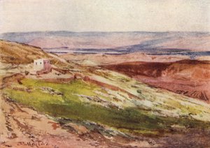 O Vale do Jordão, a partir do Monte das Oliveiras (cor litho) de John Fulleylove