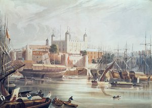 Vista da torre de Londres, gravada pelo pub de Daniel Havell (1785-1826). em Repositório de Artes de Ackermann, 1819