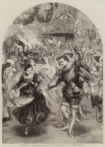 Natal no Baronial Hall no Olden Time de John Gilbert