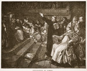 Convocação do Clero, ilustração de "A Igreja da Inglaterra: Uma História para o Povo" por HDM Spence-Jones, pub. c.1910 (foto sépia) de John Gilbert