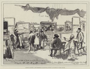 Fotos penduradas na exposição da Royal Society of Painters em aquarela de John Gilbert