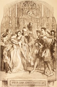 Ilustração para muito barulho por nada, de &39;The Illustrated Library Shakespeare&39;, publicado em Londres, 1890 de John Gilbert
