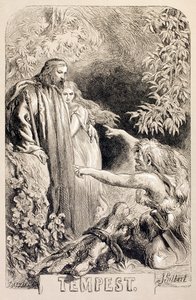 Ilustração para The Tempest, de &39;The Illustrated Library Shakespeare&39;, publicada em Londres, 1890 de John Gilbert