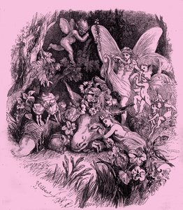Titania e o fundo no sonho de uma noite de verão de John Gilbert