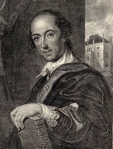 Horace Walpole, ilustração de "Memórias de Eminentes Etonianos", de Sir Edward Creasy publicou Londres em 1876 de John Giles Eccardt