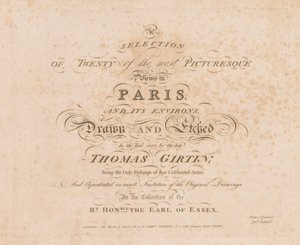 Uma seleção de vinte das vistas mais pitorescas de Paris e seus arredores: página de rosto, 1803. de John Girtin