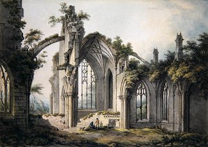 Abadia de Melrose (aguarela sobre papel) de John Glover