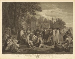 Tratado de William Penn com os índios de John Hall after Benjamin West
