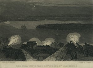 Correndo as baterias rebeldes em Vicksburg, c.1863 de John Hamilton