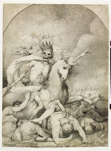 Morte em um cavalo pálido, c.1775 (caneta e tinta preta em papel de wove) de John Hamilton Mortimer