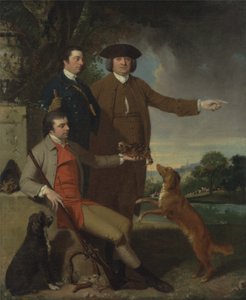 Auto-retrato com o pai e o irmão, c.1760-62 (óleo sobre tela) de John Hamilton Mortimer