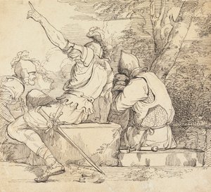 Três Soldados em Blocos de Pedra Sentados em Blocos de Pedra de John Hamilton Mortimer