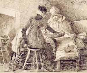 Um jogo de gamão, 19 de janeiro de 1809 (caneta e tinta no papel) de John Harden