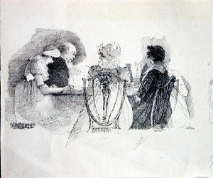 Um Encontro à Mesa (caneta e tinta sobre papel) (detalhe de 143433)