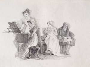 Uma noite musical (caneta e tinta no papel) de John Harden
