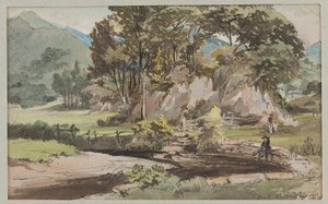 Um jardim em Brathay, 1812 (wc no papel) de John Harden
