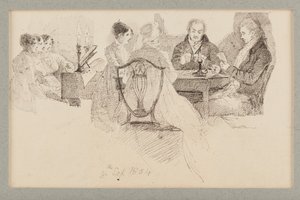 An Evenings Entertainment, 1804 (caneta e tinta no papel) de John Harden