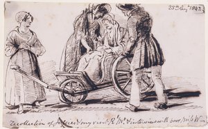 Dorothy Wordsworth (1771-1855) em uma cadeira de rodas, 1842 (tinta no papel) de John Harden