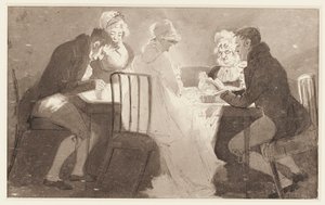 Grupo em uma mesa, 1806 (wc on paper) de John Harden