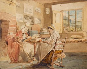 Interior, Brathay Hall (aguarela sobre papel) de John Harden
