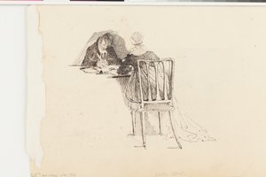 Homem e mulher escrevendo em uma mesa (caneta e tinta no papel)