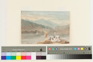 Piquenique em Windermere olhando para Brathay (wc no papel) de John Harden