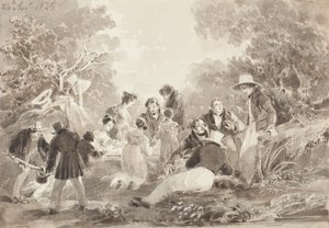 Piquenique à beira do lago, 1825 (wc no papel) de John Harden