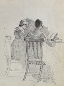 Leitura (caneta e tinta sobre papel) (detalhe de 14933) de John Harden