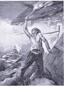 Um incidente fronteiriço da Guerra dos Balcãs de 1912, da História das Nações de Hutchinson (Volume 4) publicado por Hutchinson, c. 1920 (litho) de John Harris Valda