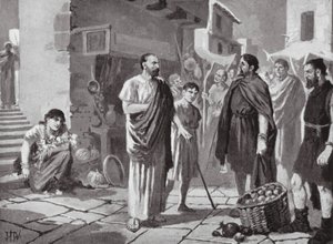 Colonizadores romanos a negociar com os nativos Dacianos (litografia) de John Harris Valda