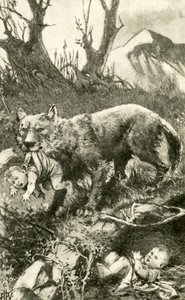 Romulus e Remus sendo cuidados pelo lobo de John Harris Valda