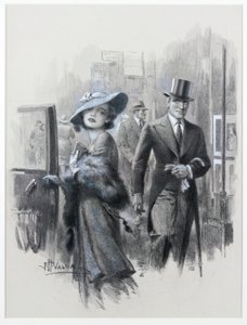 Tomando um táxi (lápis e creiom no papel) de John Harris Valda
