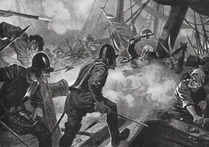 A Batalha de Lepanto (litografia) de John Harris Valda