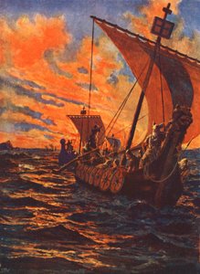 O Regresso dos Vikings (litografia a cores) de John Harris Valda